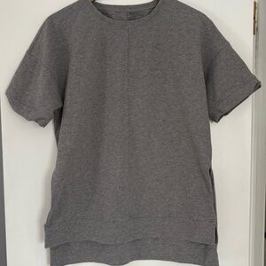 Lululemon Grey Short Sleeve Tunic Sweatshirt • Side Slits • Fits Like Large